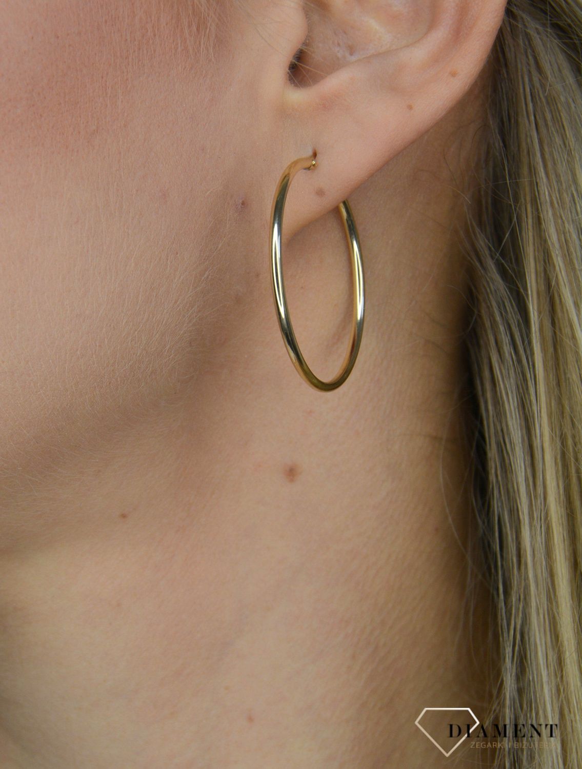 Złote kolczyki koła cienkie 5 cm KL 1473Fd.jpg